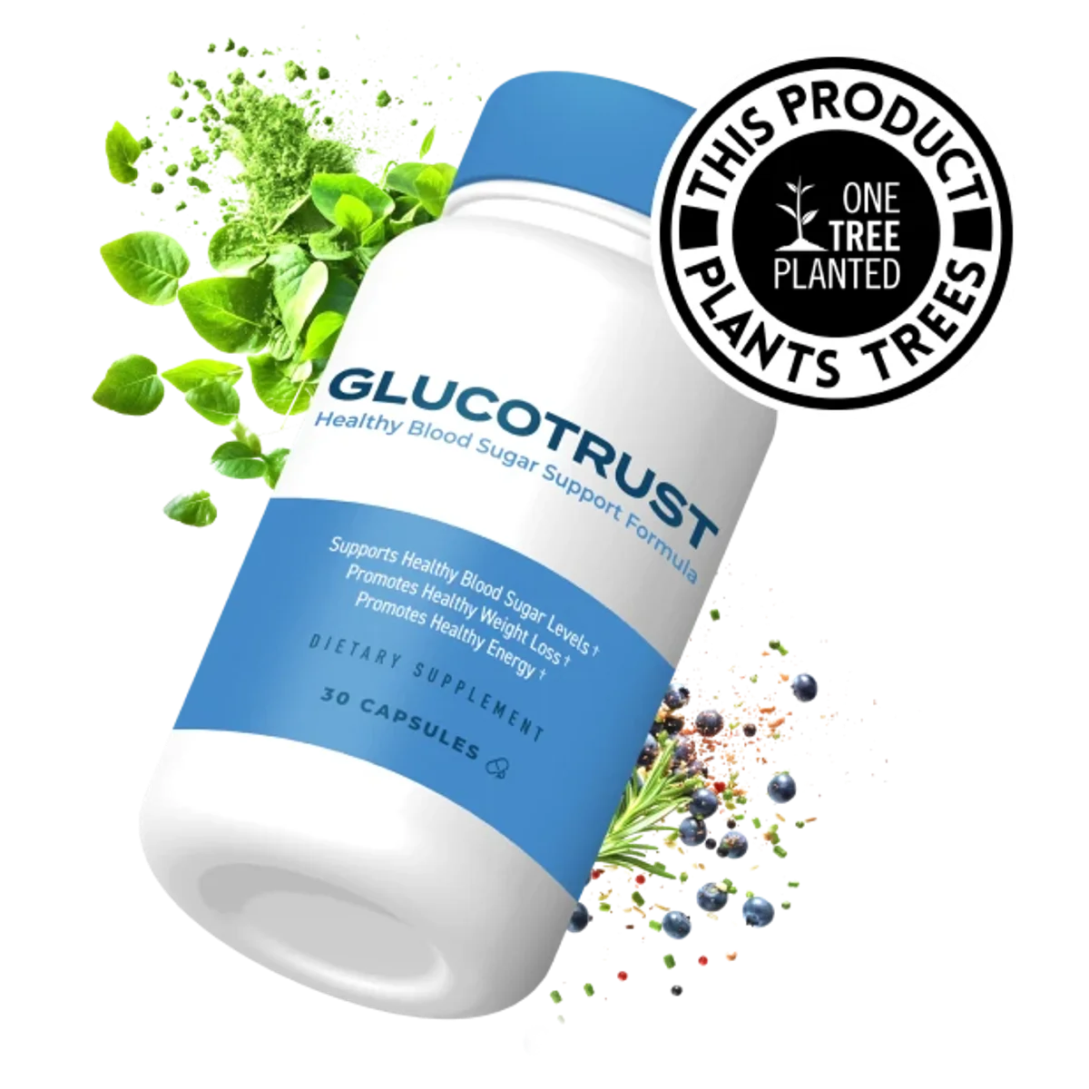 GlucoTrust Blood Sugar Supplement Bottle (Front Label)
